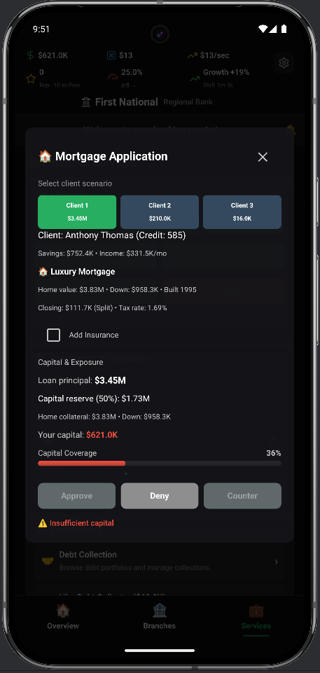 Mortgage loan application review modal